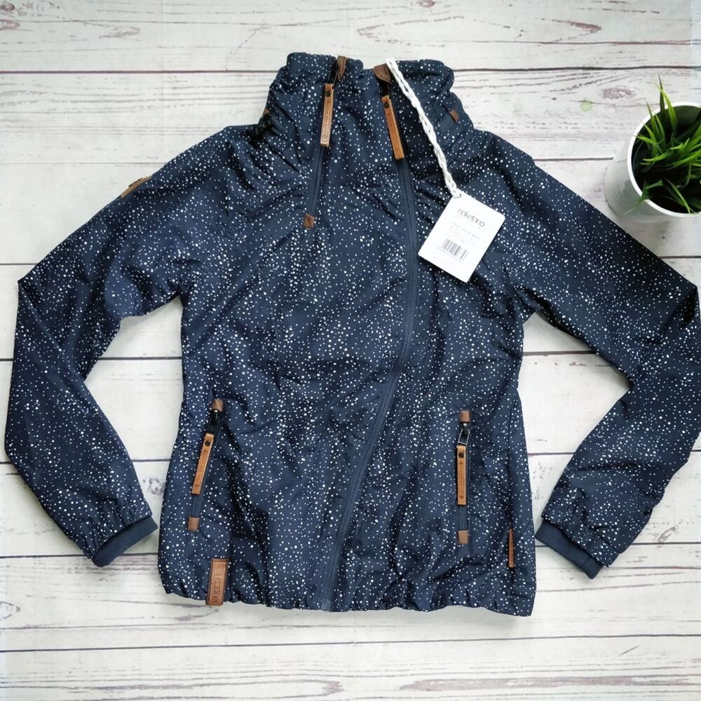 NWT NAKETANO Sprinkle Print Navy Blue Zip Jacket S